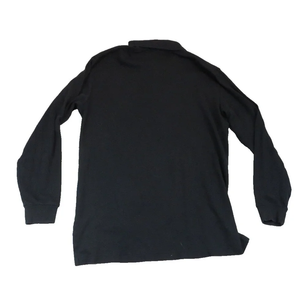 Polo Ralph Lauren Shirt Men Large L Black Long Sleeve Pique Cotton Red Pony Logo
